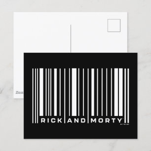 Rick and Morty Bar Code Graphic Vykort