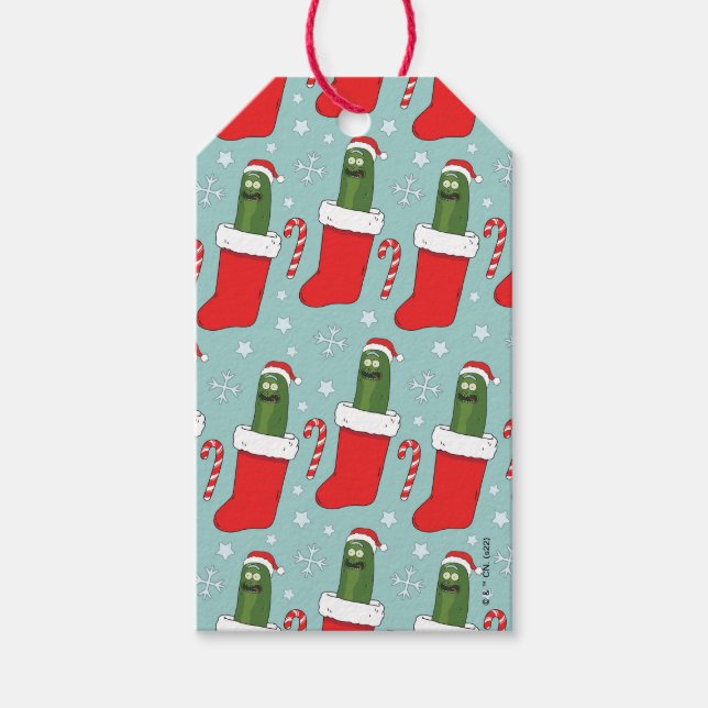 Rick and Morty | Christmas Pickle Rick Pattern Presentetikett (Framsidan)