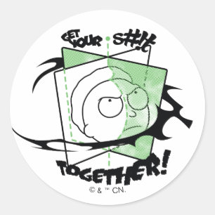 RICK AND MORTY™ Få din S#!t på rätt köl! Runt Klistermärke