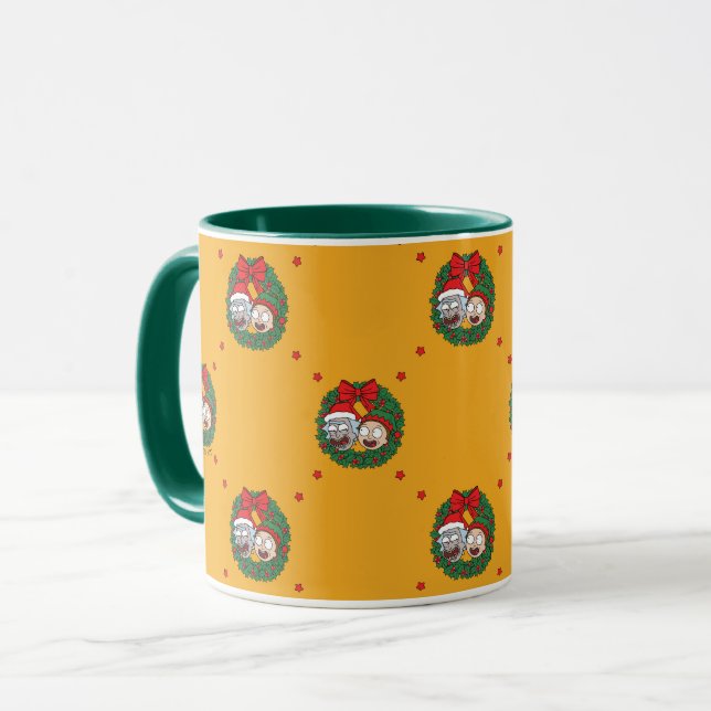 Rick and Morty | Holiday Wreath Pattern Mugg (Framsida vänster)