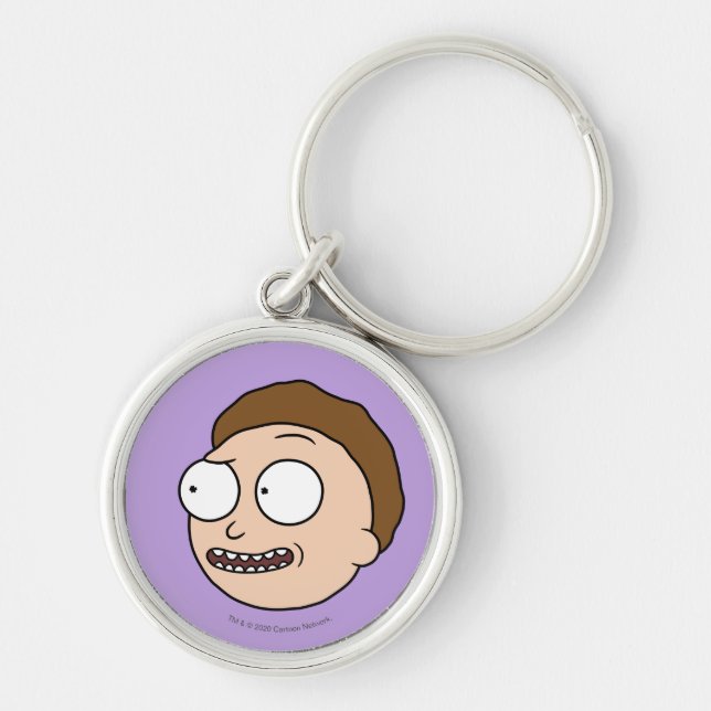 RICK AND MORTY™ | Mortys humör Rund Silverfärgad Nyckelring (Framsidan)
