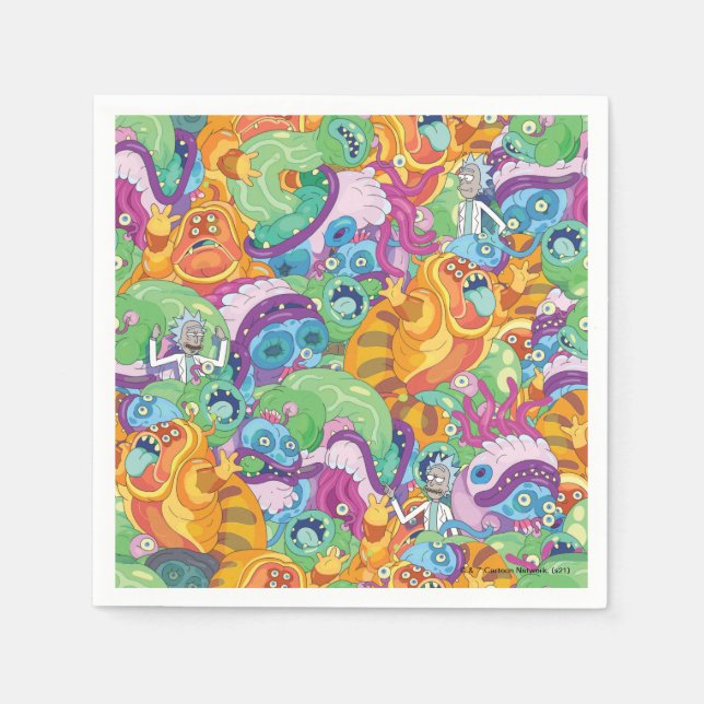 Rick Apocalypse Party Alien Mönster Pappersservett (Framsidan)