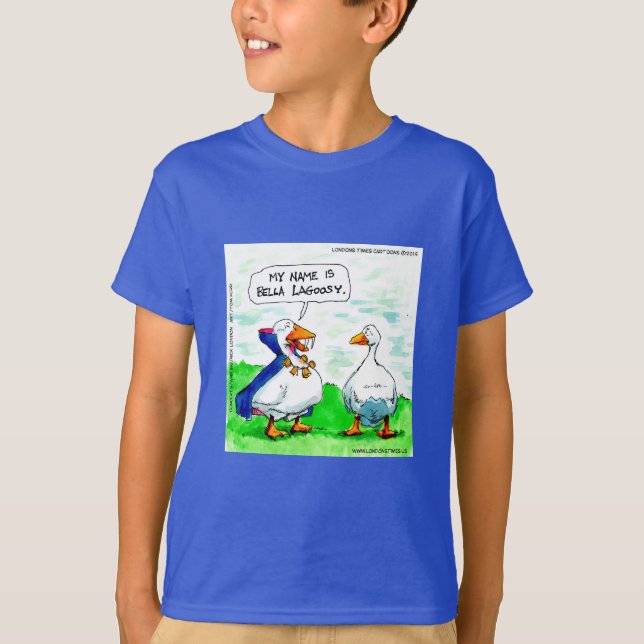 Rick London Boys Funny Goose Vampire With Klockor T Shirt (Framsida)