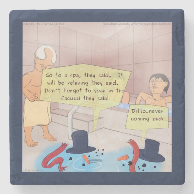 Rick London Comic Snowman Stone Coaster Underlägg Sten (Framsidan)