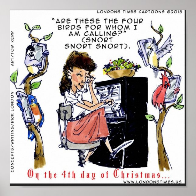 Rick London Ernestine Calling Birds Julafton Poster (Framsidan)