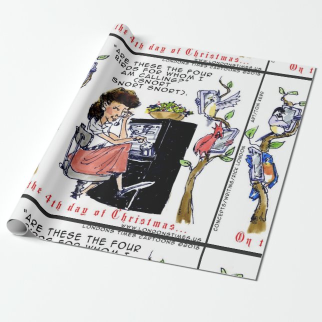Rick London Ernestine Självsångande Fåglar Xmas Presentpapper (Utrullad)