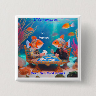 Rick London Fish Spelar "Go Fish" Kortspel Tecknad Knapp