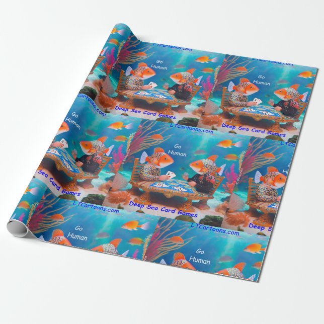 Rick London Fisk Spelar "Go Fish" Kortspel Tecknad Presentpapper (Utrullad)