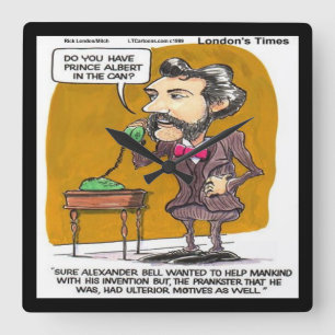 Rick London Funny Alexander Bell Wall Clock Fyrkantig Klocka