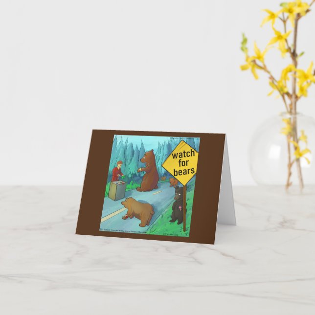 Rick London Funny Bear With Watches Tecknad Kort (Gul blomma)