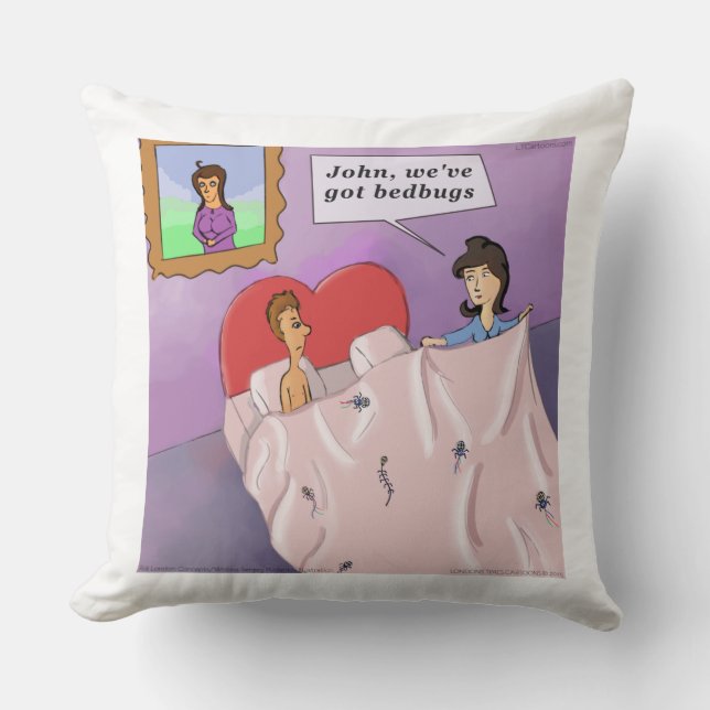 Rick London Funny Bedbugs Tecknad Cotton Pillow Kudde (Framsida)