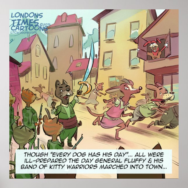 Rick London Funny Cats Vs Hundar Poster (Framsidan)