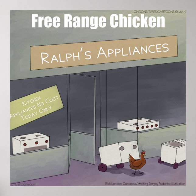 Rick London Funny Free-Range Chicken Poster (Framsidan)