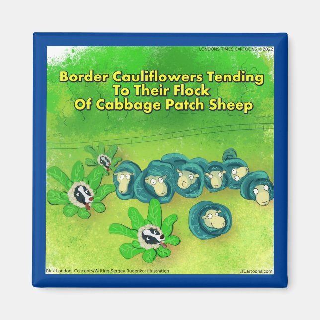 Rick London Funny Gräns Collie Flower Tecknad Magnet (Framsidan)