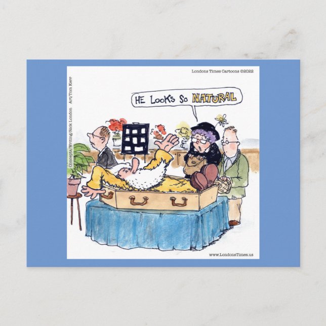 Rick London Old Hippie Funeral Funny Tecknad Vykort (Framsida)