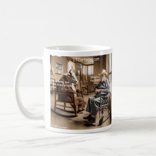 Rick London Pensionerad Far Side Ko Gillar Att Skr Kaffemugg (Vänster)