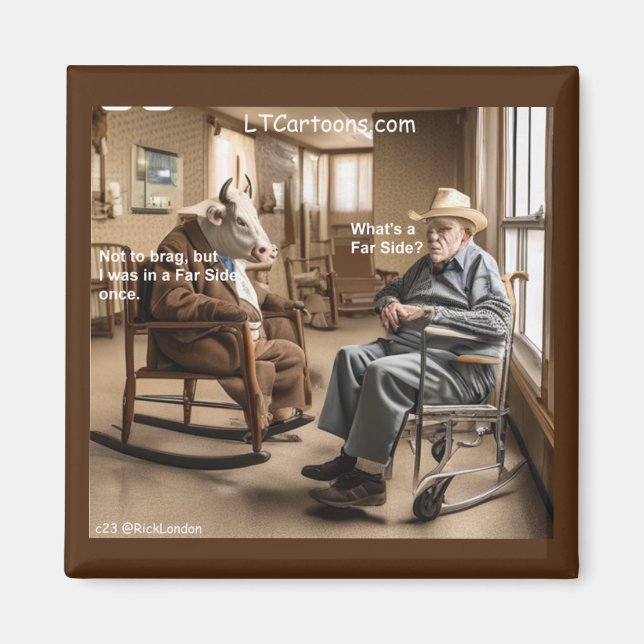 Rick London Pensionerad Far Side Ko Gillar Att Skr Magnet (Framsidan)