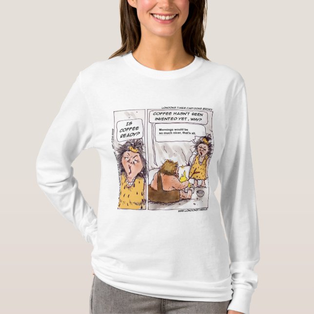 Rick London Prehistorisk Coffee Funny Tecknad T Shirt (Framsida)