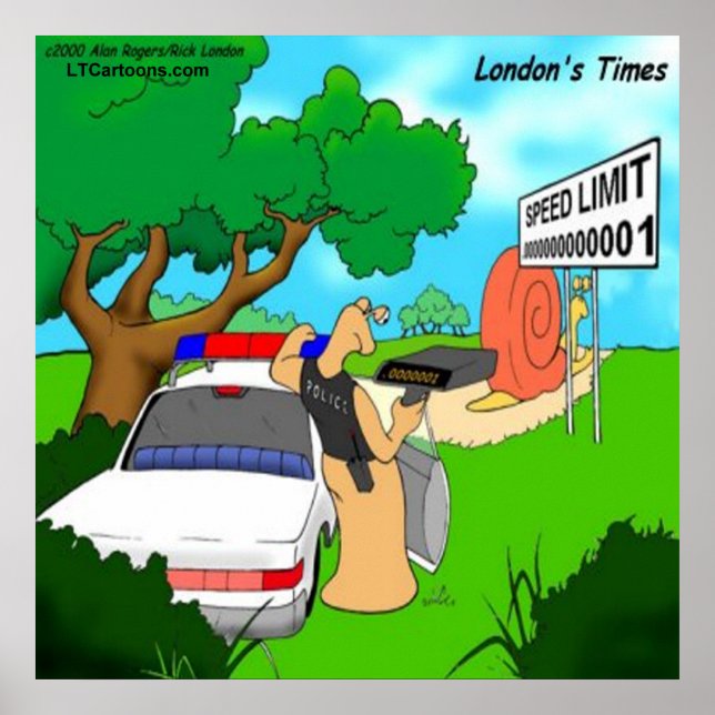 Rick London Rolig Slug Trafikkopplarm Plakat Poster (Framsidan)