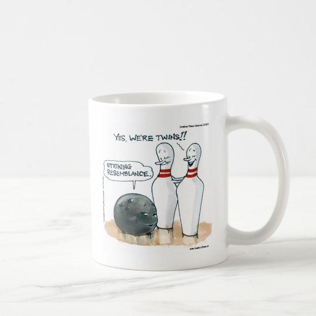 Rick London Skämtteckningar Rolig Bowling Serie  Kaffemugg (Höger)