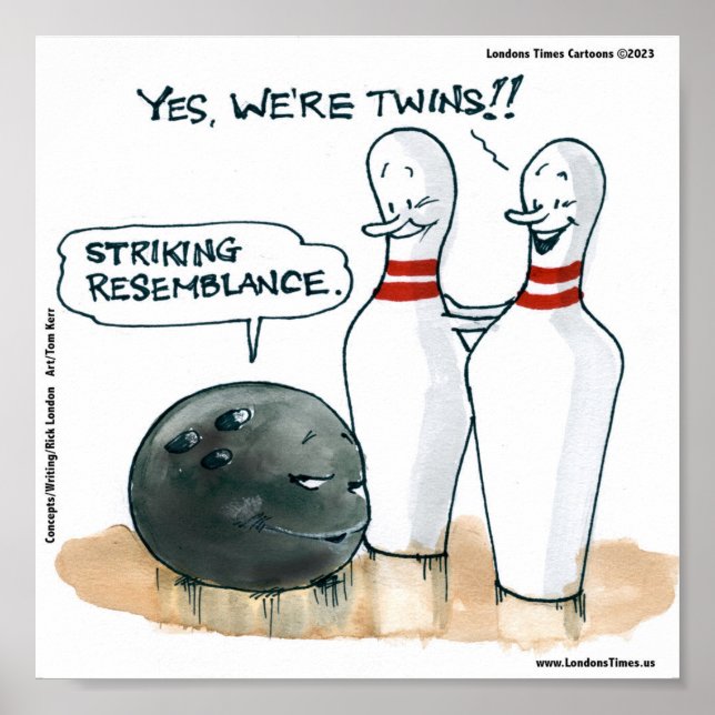 Rick London Skämtteckningar Rolig Bowling Serie  Poster (Framsidan)