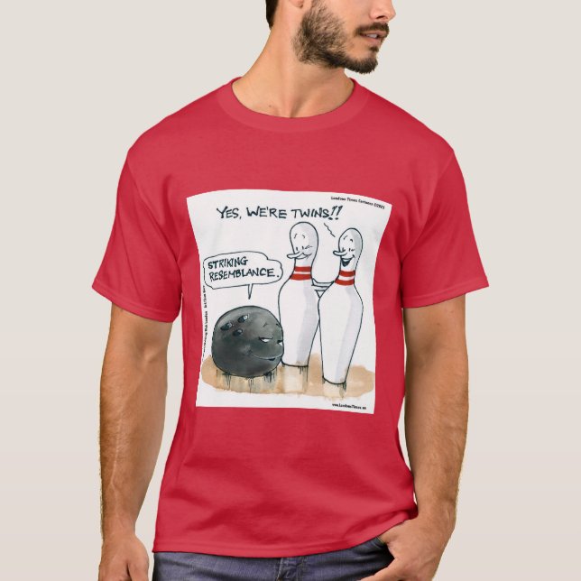 Rick London Skämtteckningar Roligt Bowling Seriete T Shirt (Framsida)