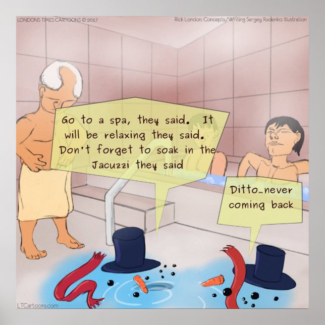 Rick London Tecknad Snögubbe Funny Poster (Framsidan)