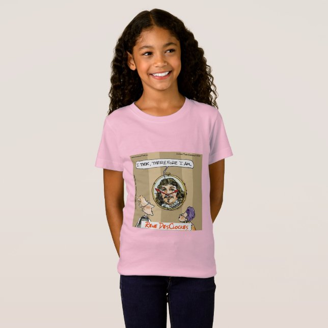 Rick London Tecknads Descartes Clock Tecknad T Shirt (Hel framsida)