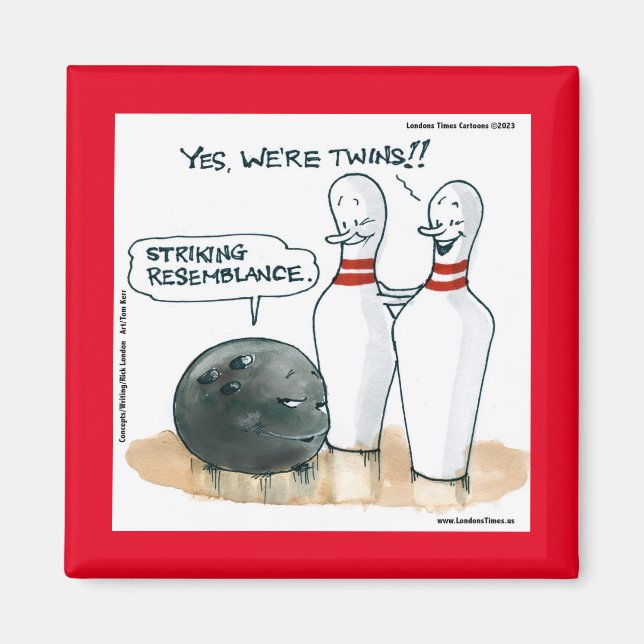 Rick London Tecknads Funny Bowling Tecknad Magnet (Framsidan)