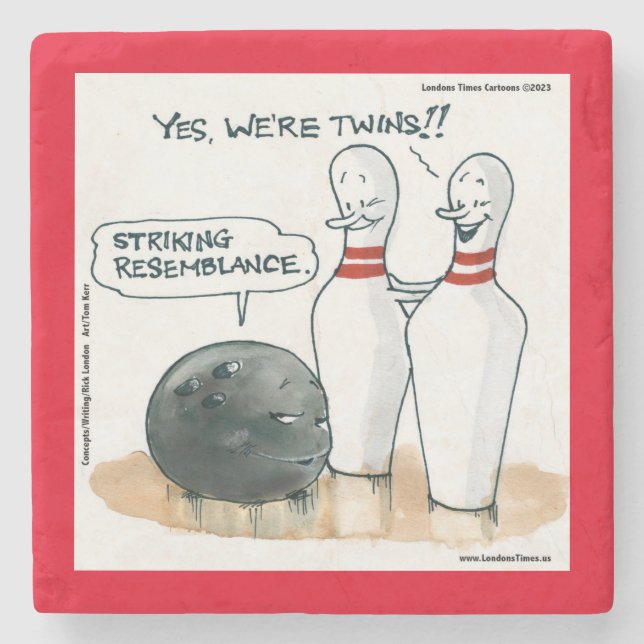 Rick London Tecknads Funny Bowling Tecknad Stenunderlägg (Framsidan)