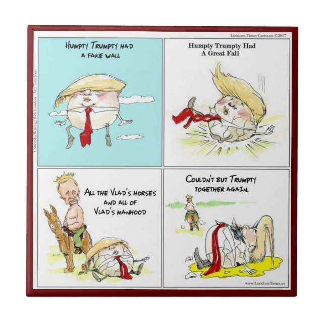 Rick London "Trumpty Dumpty" Funny Ceramic Tile Kakelplatta (Framsidan)