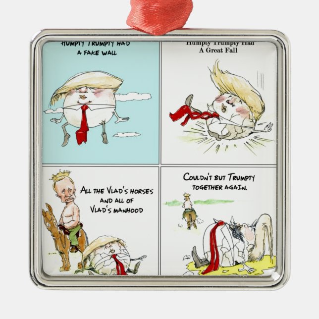 Rick London "Trumpty Dumpty" Funny Trump Gift Julgransprydnad Metall (Framsidan)