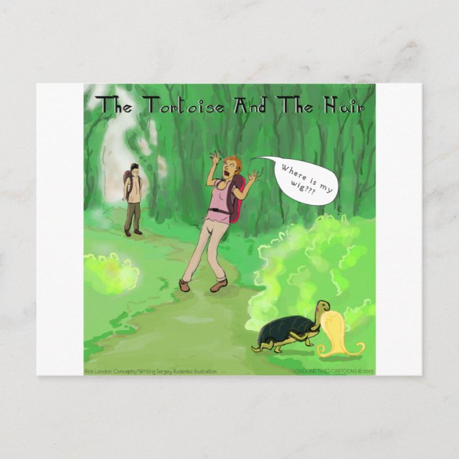 Rick London Turtle och Wig Hair Funny Vykort (Framsida)
