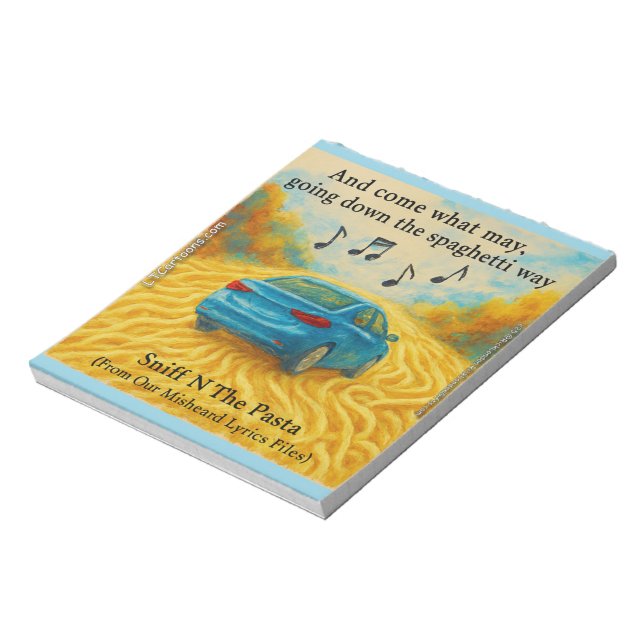 Rick London's Misheard Lyrics Spaghetti Way Funny Anteckningsblock (Roterad)