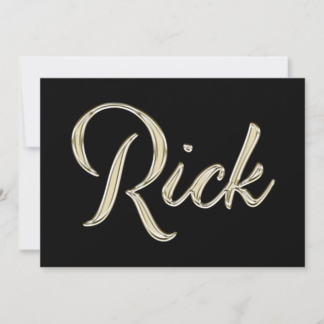Rick Name white gold Handwriting Karte Kort (Framsida)