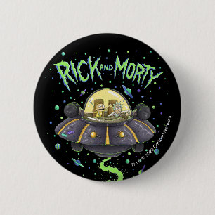 RICK OCH MORTY™ Bild av illustrerad rymdflygnin Knapp