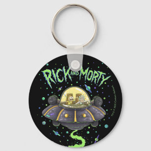 RICK OCH MORTY™ Bild av illustrerad rymdflygnin Nyckelring