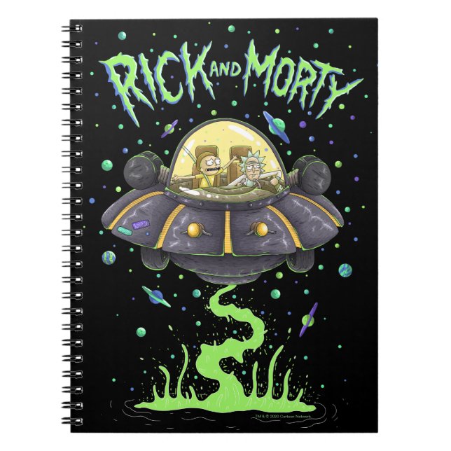 RICK OCH MORTY™| Bild av illustrerad rymdflygning Anteckningsbok (Framsidan)