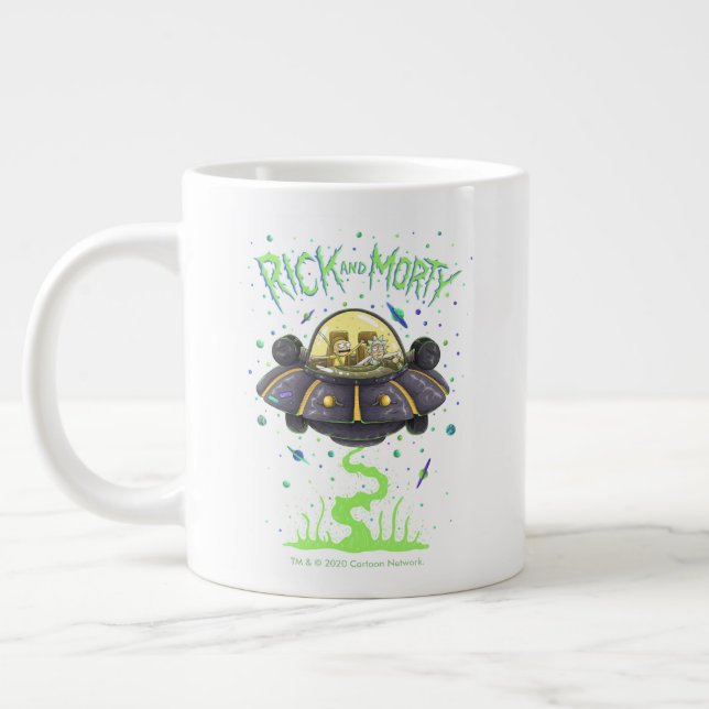RICK OCH MORTY™| Bild av illustrerad rymdflygning Jumbo Mugg (Vänster)
