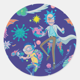 RICK OCH MORTY™ Bland smittade celler i Mönste Runt Klistermärke