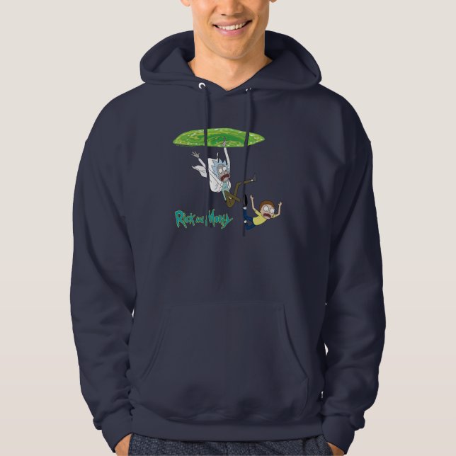 RICK OCH MORTY™ | Fallande utanför portalen Hoodie (Framsida)