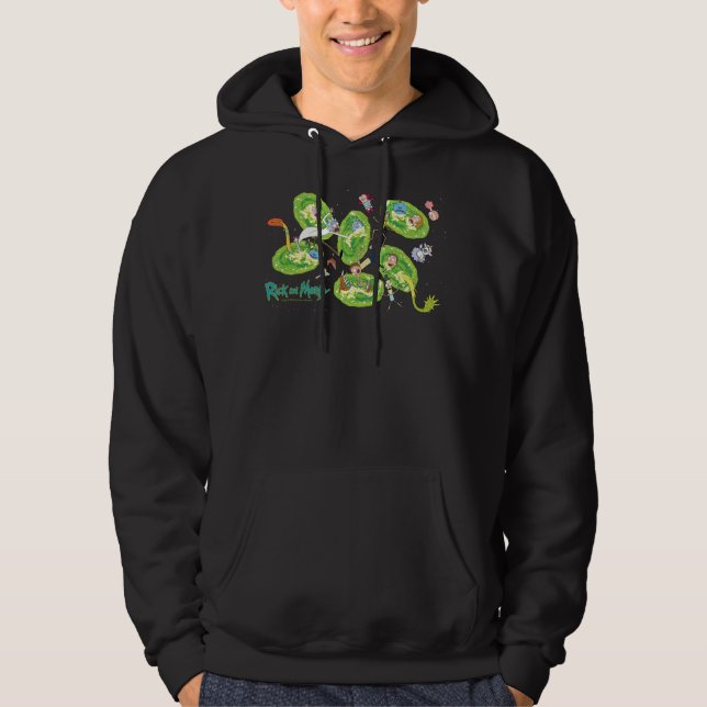 RICK OCH MORTY™ | Flyg genom Portalerna Mönster Hoodie (Framsida)