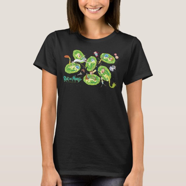 RICK OCH MORTY™ | Flyg genom Portalerna Mönster T Shirt (Framsida)