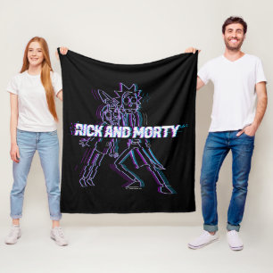 RICK OCH MORTY™   Glitched Rick och Morty Fleecefilt