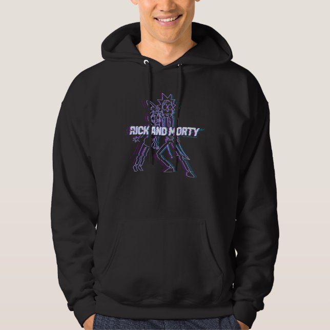 RICK OCH MORTY™ | Glitched Rick och Morty Hoodie (Framsida)