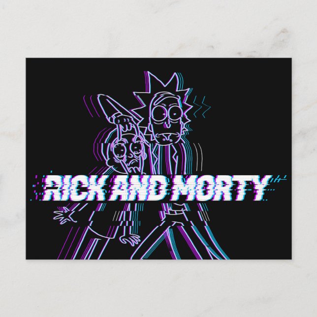 RICK OCH MORTY™ | Glitched Rick och Morty Inbjudan Vykort (Framsida)