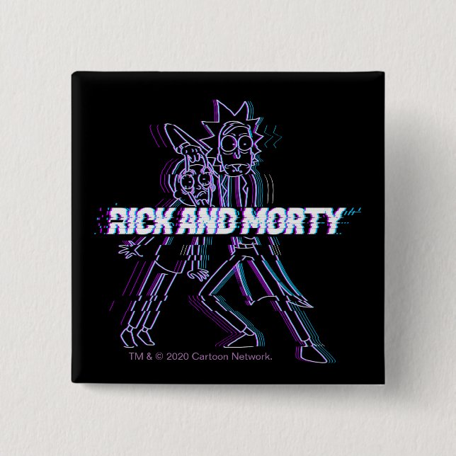 RICK OCH MORTY™ | Glitched Rick och Morty Knapp (Framsida)