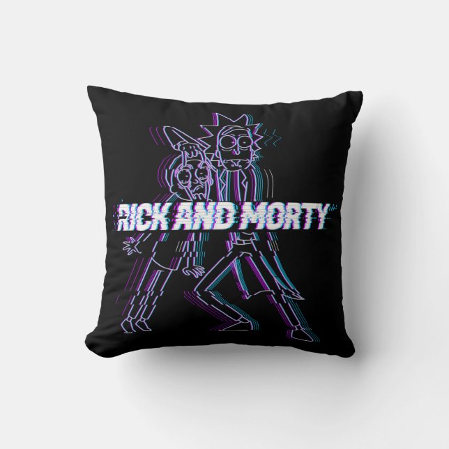 RICK OCH MORTY™ | Glitched Rick och Morty Kudde (Framsida)