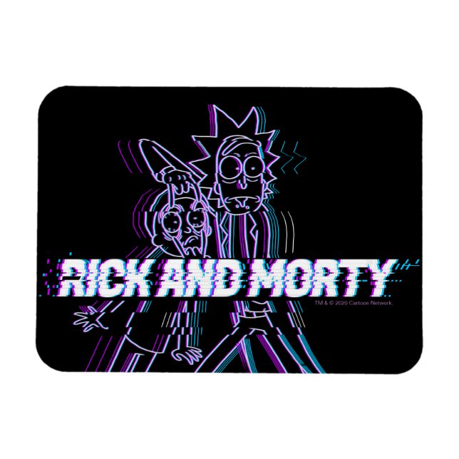 RICK OCH MORTY™ | Glitched Rick och Morty Magnet (Horisontell)