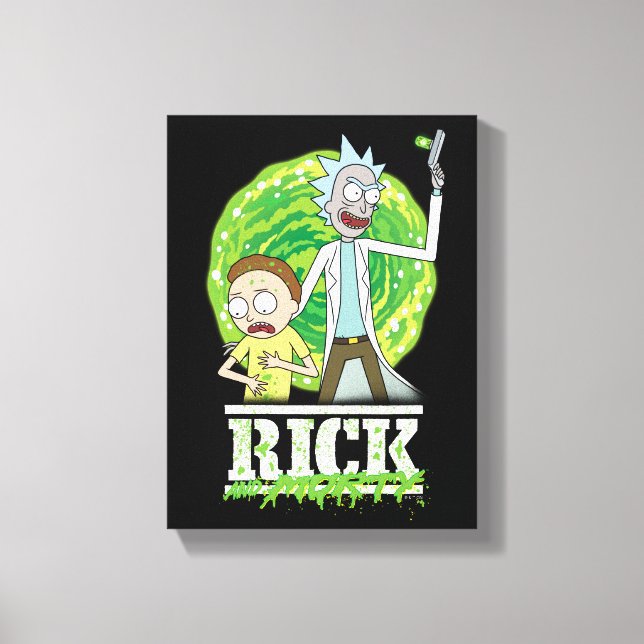 RICK OCH MORTY™ | Grönt Stänk Canvastryck (Framsida)